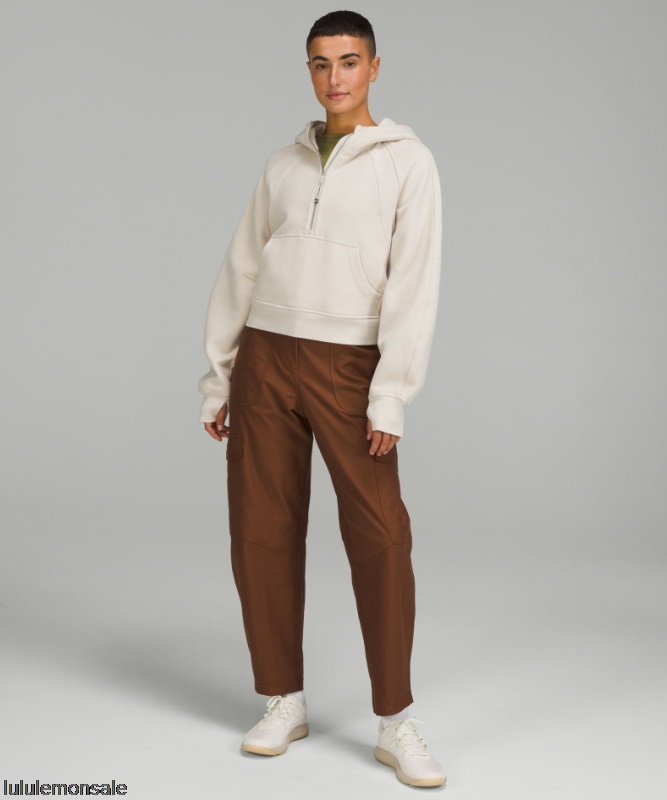 Lululemon Damen DELULU179 | Natur Elfenbein Scuba Oversized Hoodie Mit Halbem Reißverschluss